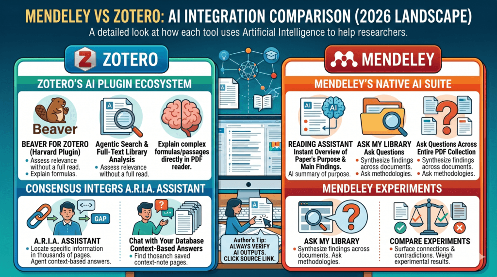 Mendeley vs Zotero Comparison (2026) Mendeley vs Zotero Comparison AI Integration