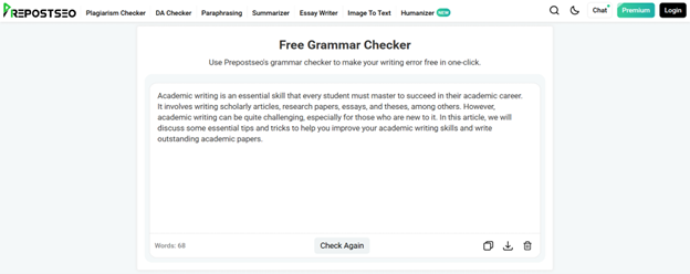 Grammar Checker by Prepostseo Check