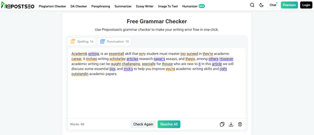 Grammar Checker by Prepostseo Demo