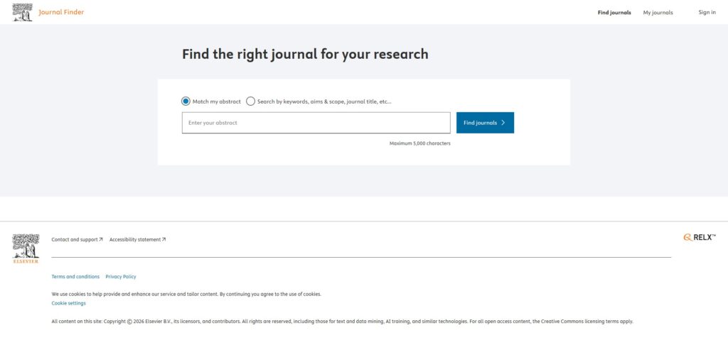 Elsevier Journal Finder home