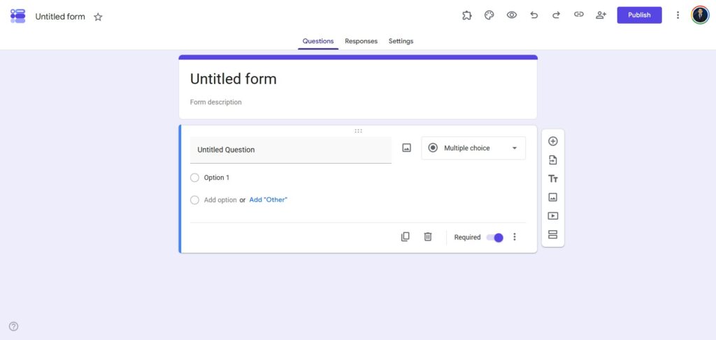 Google Forms New Form