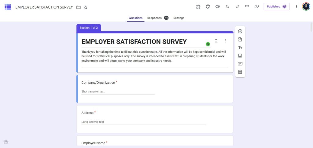 Google Forms Sample Survey Questionnaire