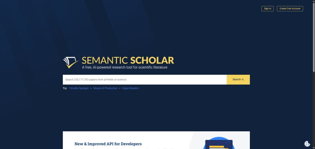 Semantic Scholar Homepage
