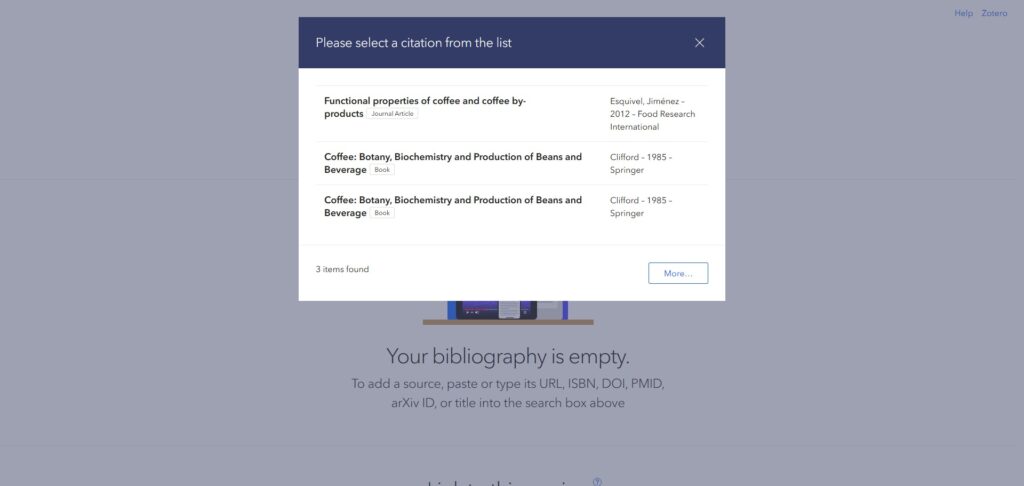 ZoteroBib Journal Search